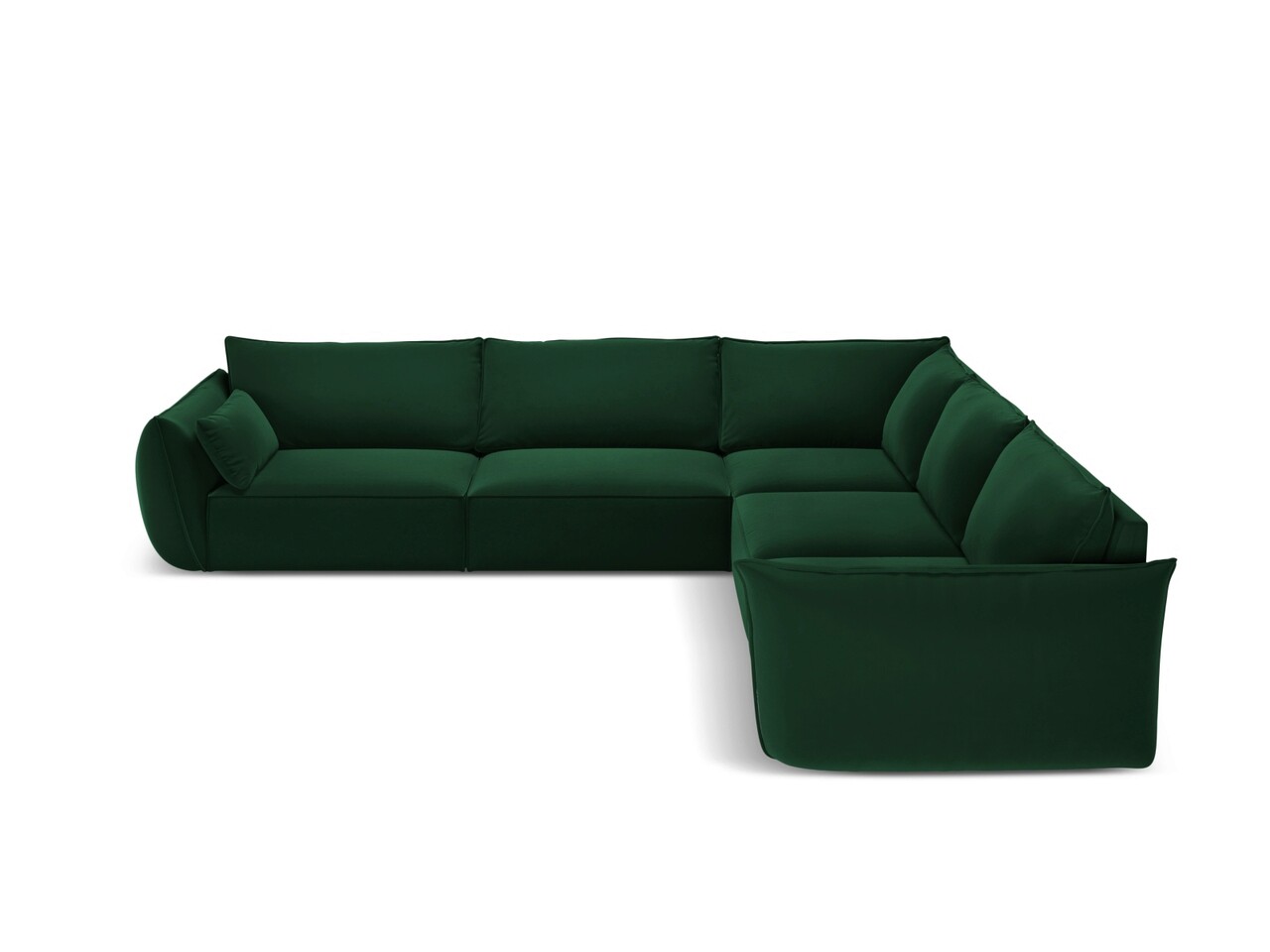 Coltar simetric 7 locuri, Kaelle, Micadoni Home, BL, 286x286x85 cm, catifea, verde bottle Colțare